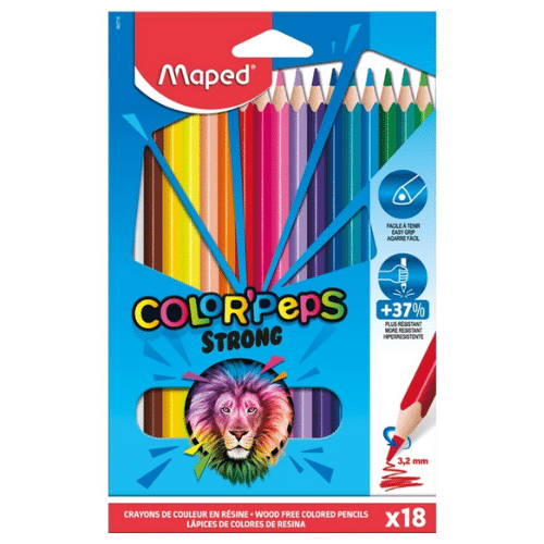 Lot de 18 crayons de couleur Color’Peps Strong – MAPED